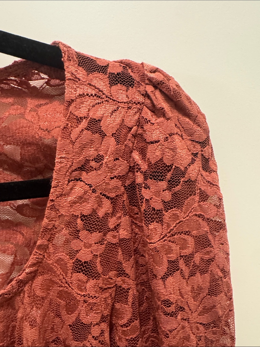 🆕 Gorgeous Anthropologie Rust Lace Scoop-Neck Long Sleeve Top. S. NWT!🔥 - Picture 4 of 5
